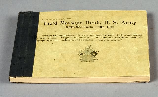 Appraisal: WWI Field message book dated