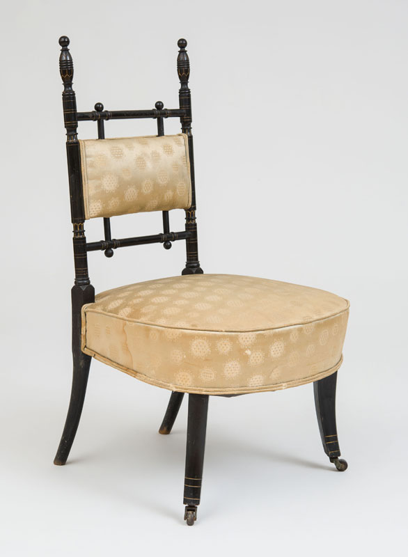 Appraisal: AESTHETIC MOVEMENT PARLOR CHAIR Ebonized finish gilt-incised decoration x x