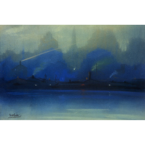 Appraisal: Leon Dolice American - Manhattan at Night pastel on paper