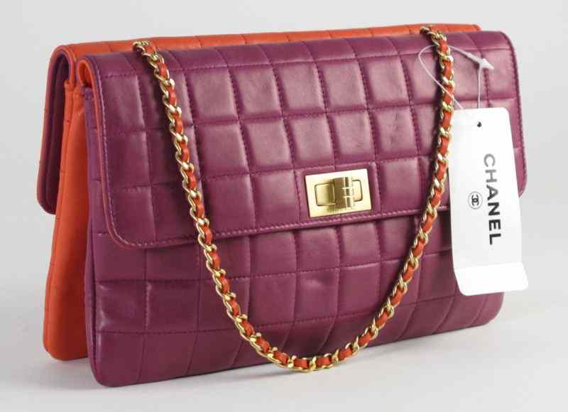 Appraisal: Two Color Double Sided Reissue Bag Chaneldesigned in the quilted