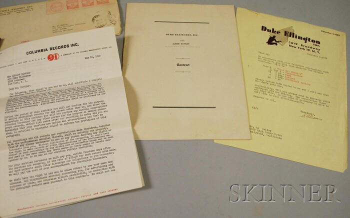 Appraisal: Two Al Hibbler and Duke Ellington Related Contracts a signed