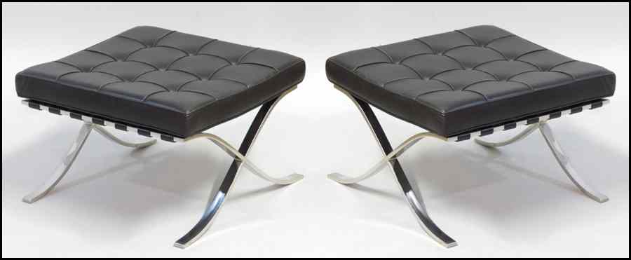 Appraisal: PAIR OF MIES VAN DER ROHE BARCELONA STOOLS H ''