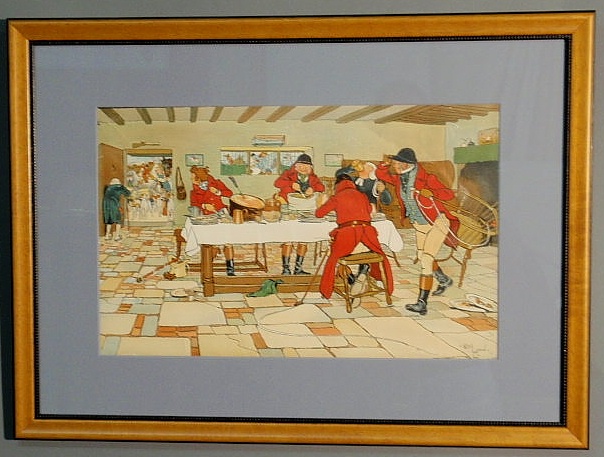 Appraisal: Framed Cecil Aldin foxhunting print pub x