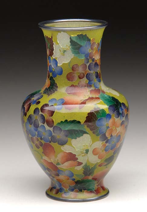 Appraisal: JAPANESE PLIQUE A JOUR ART GLASS VASE Cloisonn -type decorated