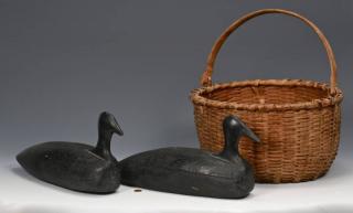 Appraisal: Early Decoys Large Basket st nd items Two early working