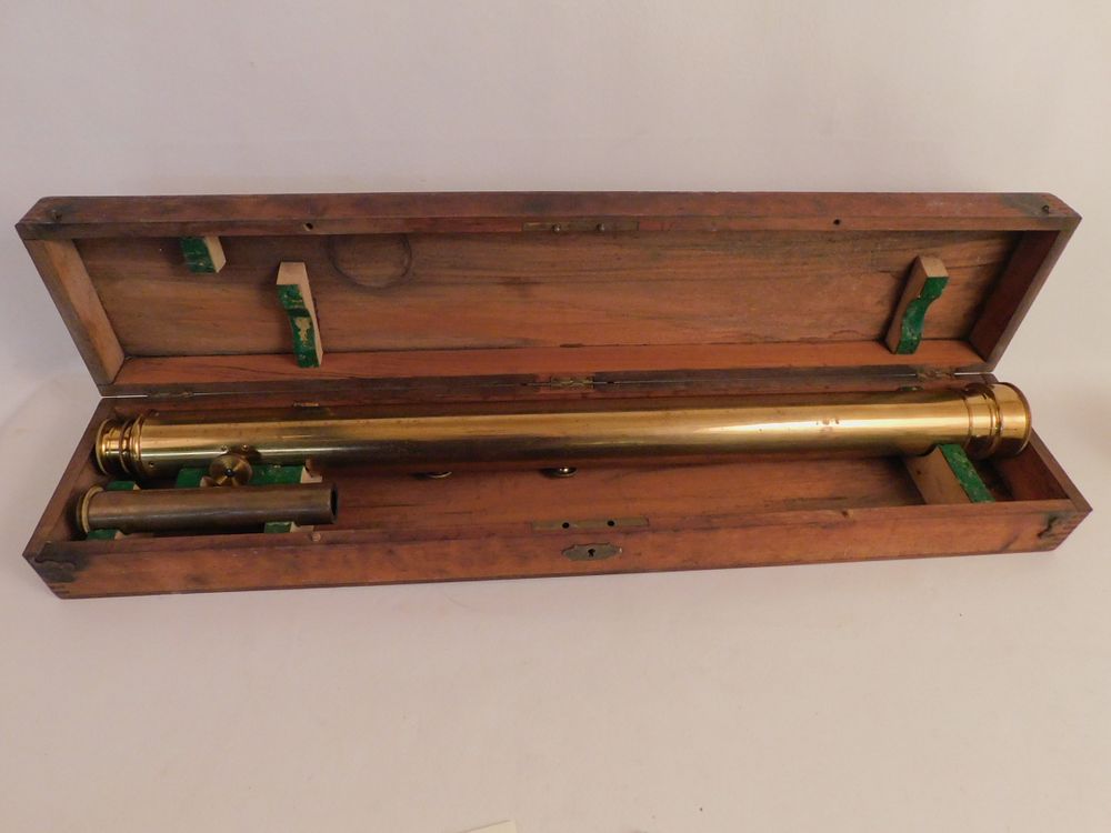 Appraisal: LARGE ANTIQUE CASED BRASS TELESCOPE th century French made brass