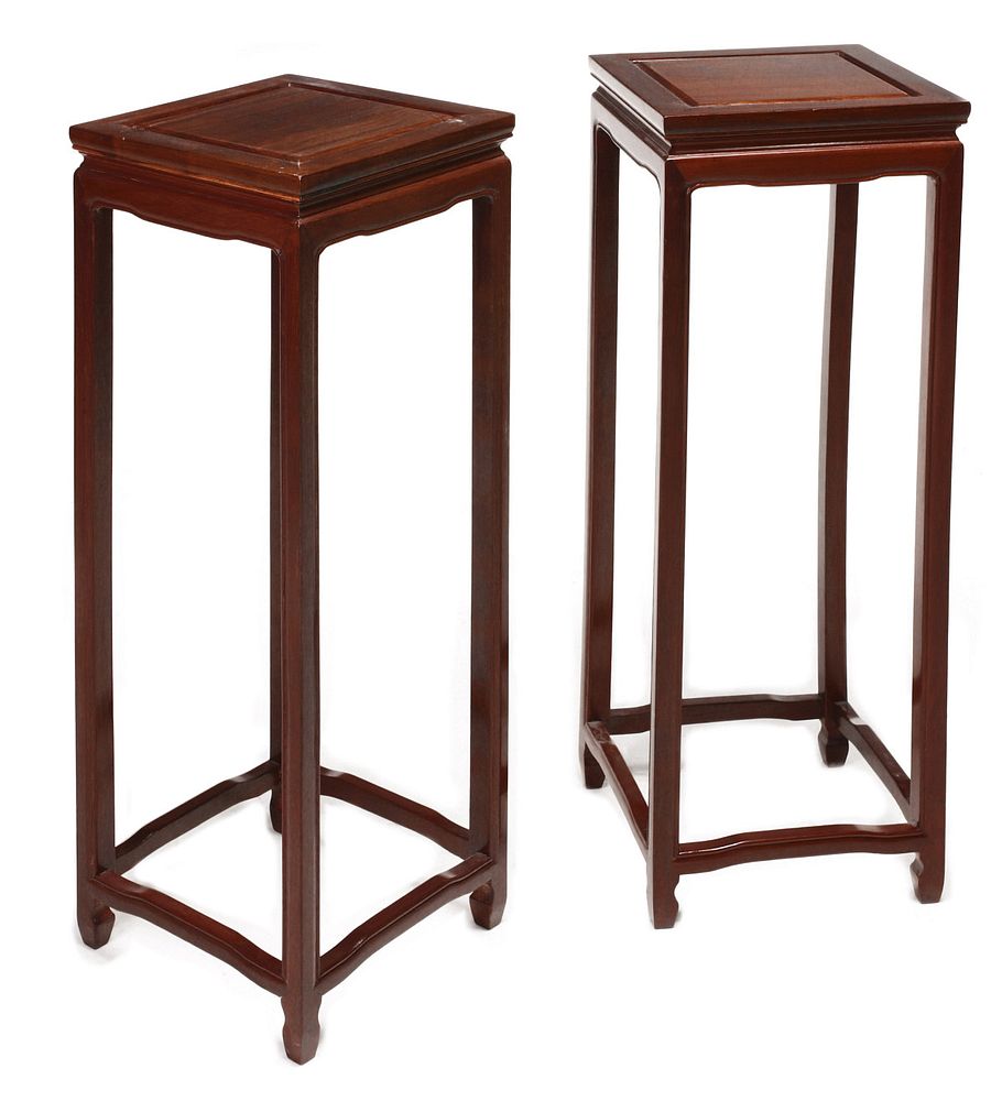 Appraisal: A PAIR LATE TH CENTURY CHINESE HARDWOOD STANDS Each framed