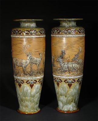 Appraisal: A pair of Royal Doulton stoneware vases by Hannah Barlow