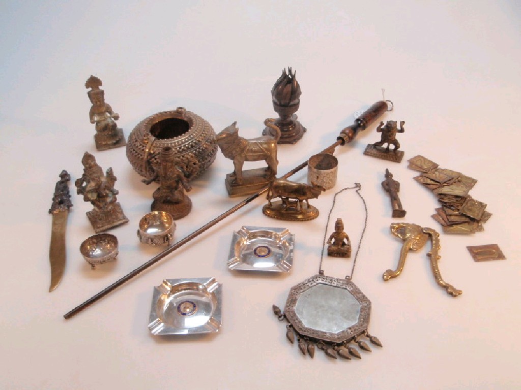 Appraisal: An assortment of Indian and Oriental items including brass deities