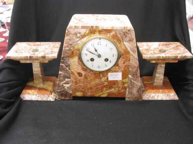 Appraisal: Art Deco Marble Clock Set '' clock and pair of