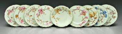 Appraisal: Set of eight Brownfield plates each with raised hand painted