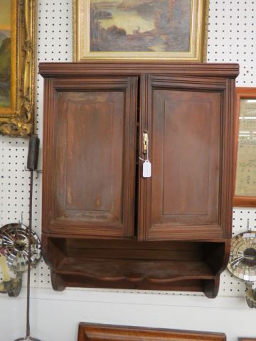 Appraisal: Antique Wall Cabinet double doors over lower shelf x