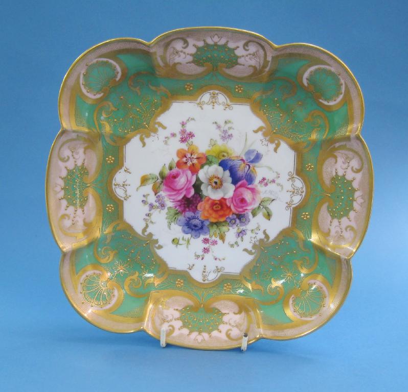 Appraisal: A Royal Worcester shaped square Dessert Dish with central floral