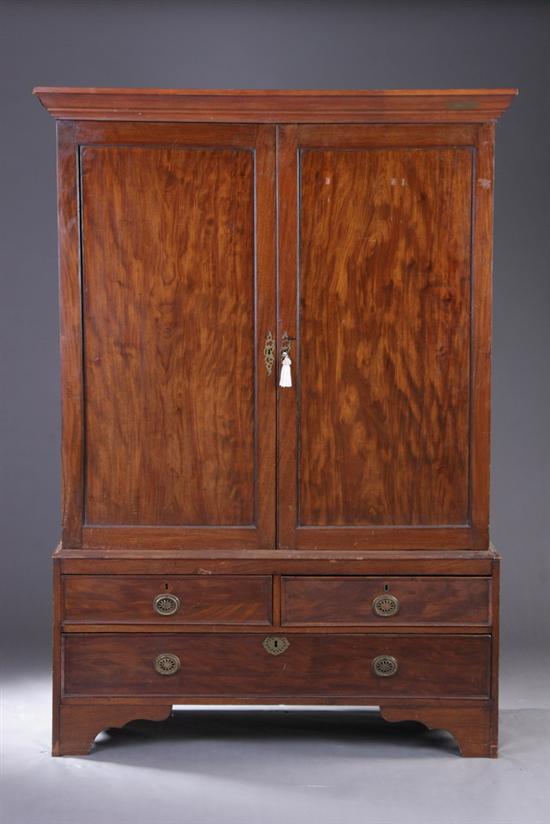 Appraisal: ENGLISH GEORGE III MAHOGANY LINEN PRESS th century and later