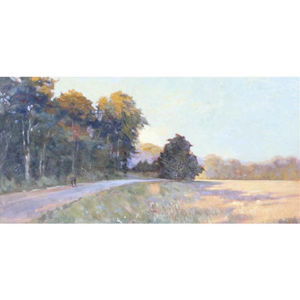 Appraisal: ROBERT EBERLE AMERCIAN B 'SUNDAY MORNING WALK' INDIANA LANDSCAPE WITH