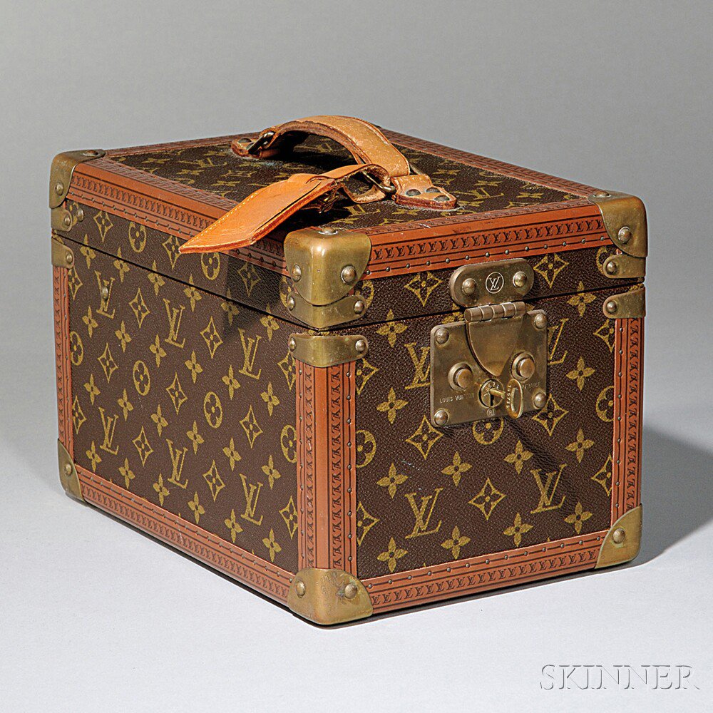 Appraisal: Louis Vuitton Leather and Brass-mounted Coated Canvas Hard-side Jewelry Travel