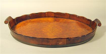 Appraisal: English walnut tea tray late th century Oval with a