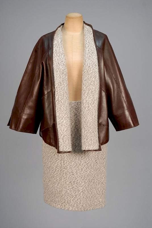 Appraisal: CHADO RALPH RUCCI LEATHER and CASHMERE SKIRT SUIT - Oversized