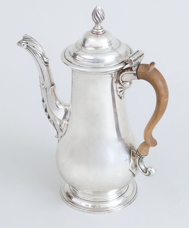 Appraisal: GEORGE II CRESTED SILVER SMALL COFFEE POT AND A GEORGE