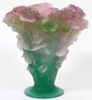 Appraisal: DAUM PATE DE VERRE 'ROSES' VASE DAUM PATE DE VERRE