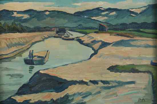 Appraisal: PAUL ALTHERR Swiss - BOATS ON RIVER initialed lower right