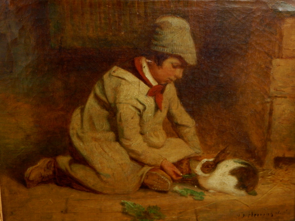 Appraisal: John Frederick I Herring - Young country boy feeding a