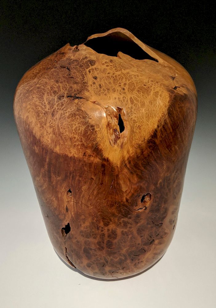 Appraisal: J Hansen - Redwood burl vase Lot J Hansen -