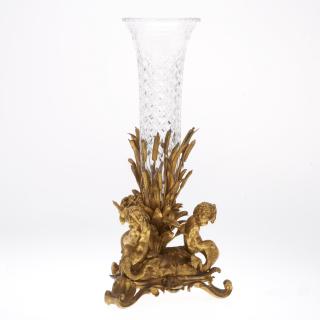 Appraisal: Napoleon III gilt bronze cut glass centerpiece Napoleon III gilt