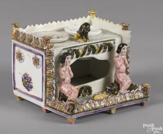 Appraisal: English pearlware figural inkwell th c with polychrome decoration ''