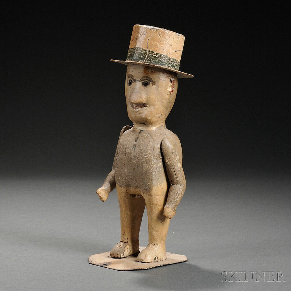 Appraisal: Carved and Painted Wood and Gesso Figure of a Man