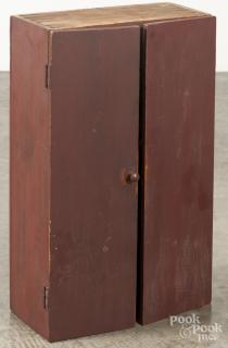 Appraisal: Painted pine hanging cupboard th c the interior with two