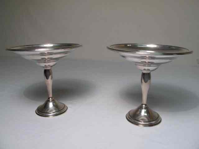 Appraisal: Pair of sterling silver tazzas compotes Etched on bottom ''Berkeley