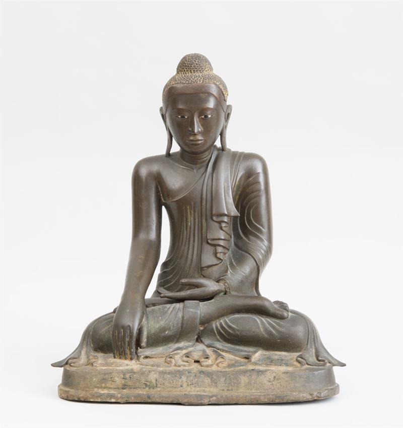 Appraisal: SEATED BRONZE BUDDHA BURMA x x in Estimate -