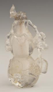 Appraisal: Chinese Carved Rock Crystal Double Gourd Snuff Bot Chinese Carved