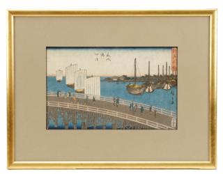 Appraisal: Hiroshige Woodblock Eitaibashi Tsukudajima Utagawa Hiroshige also known as Ando