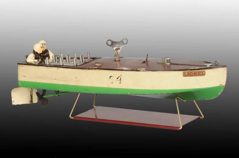 Appraisal: Lionel No Clockwork Speedboat Description Pre-War Original key Reproduction figures