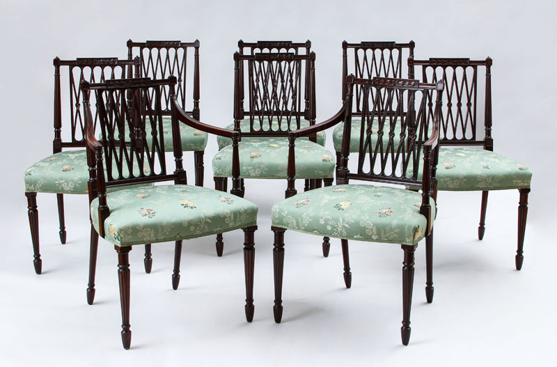 Appraisal: SET OF EIGHT GEORGE III CARVED MAHOGANY DINING CHAIRS Comprising