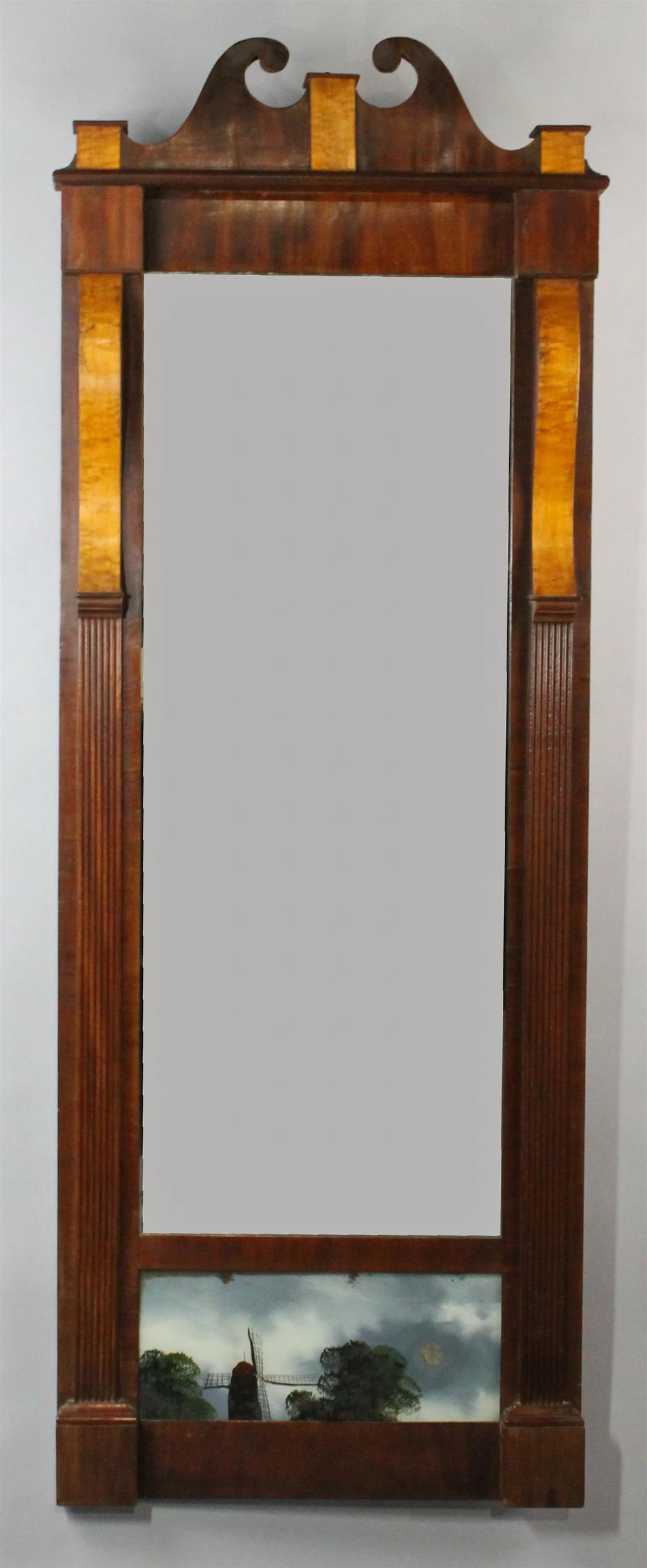 Appraisal: CLASSICAL STYLE ROSEWOOD AND CURLY MAPLE VENEERED PIER MIRROR WITH