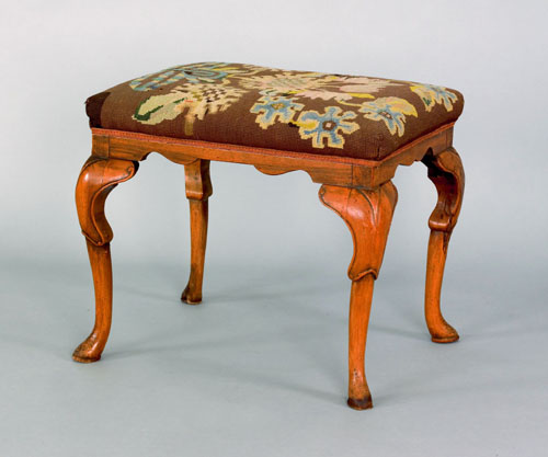 Appraisal: George II mahogany stool ca with a scalloped apron and