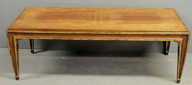 Appraisal: Cherry coffee table with barber pole inlay by Baker Furniture