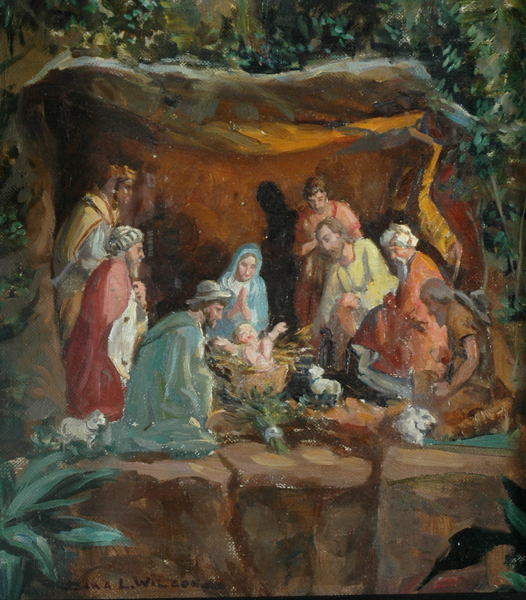 Appraisal: Dora Wilson - The Nativity oil on canvas on board