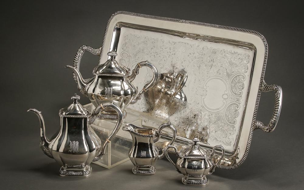 Appraisal: CHINESE EXPORT -SILVER FOUR-PIECE COFFEE AND TEA SERVICE WITH TRAY