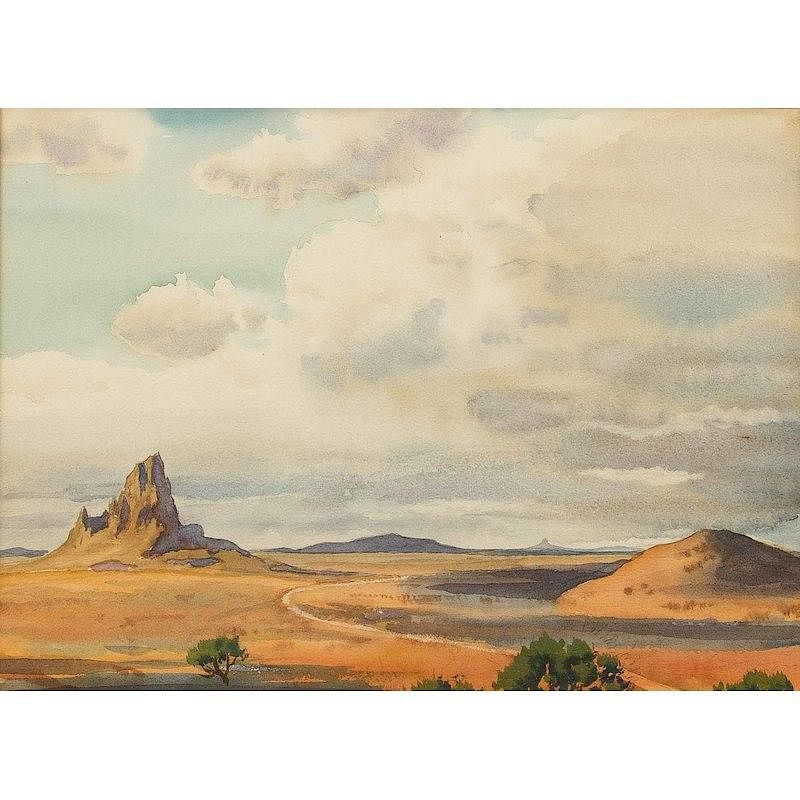 Appraisal: Southwest Watercolor Painting Framed watercolor depiction of a Southwest landscape