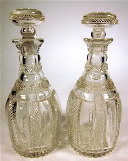 Appraisal: Pair of Irish cut-glass bottles with stoppers th century