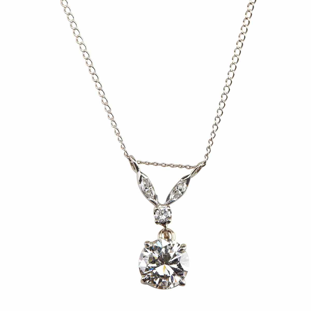 Appraisal: k White Gold Chain And Pendant set with a brilliant