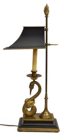 Appraisal: Chapman brass swan desk lamp leaf-form finial over pole mounted