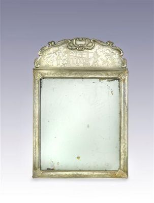 Appraisal: A William and Mary chinoiserie toilet mirror with a wooden