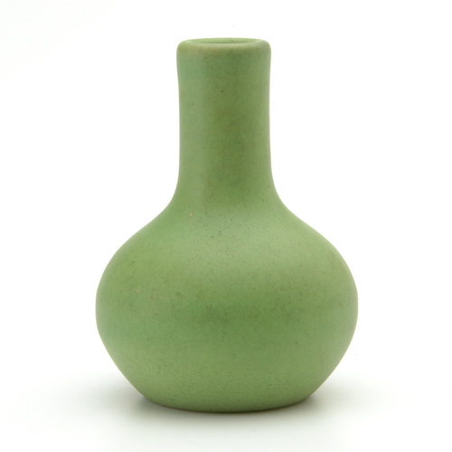 Appraisal: VAN BRIGGLE Early bottle-shaped bud vase covered in matte chartreuse