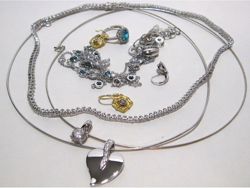 Appraisal: Lot comprising two silver choker necklaces with pendants two silver