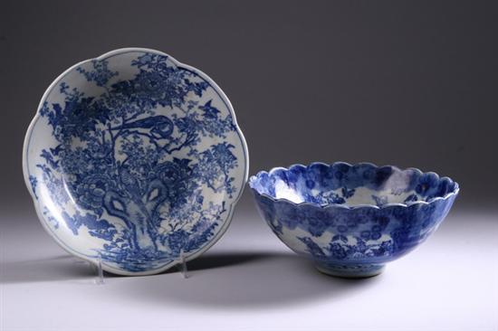 Appraisal: TWO JAPANESE BLUE AND WHITE PORCELAIN BOWLS th century One